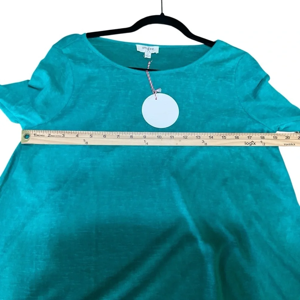 Umgee Teal Long Sleeve Tunic Top w/ Crochet Lace Hem – NWT – Size Small